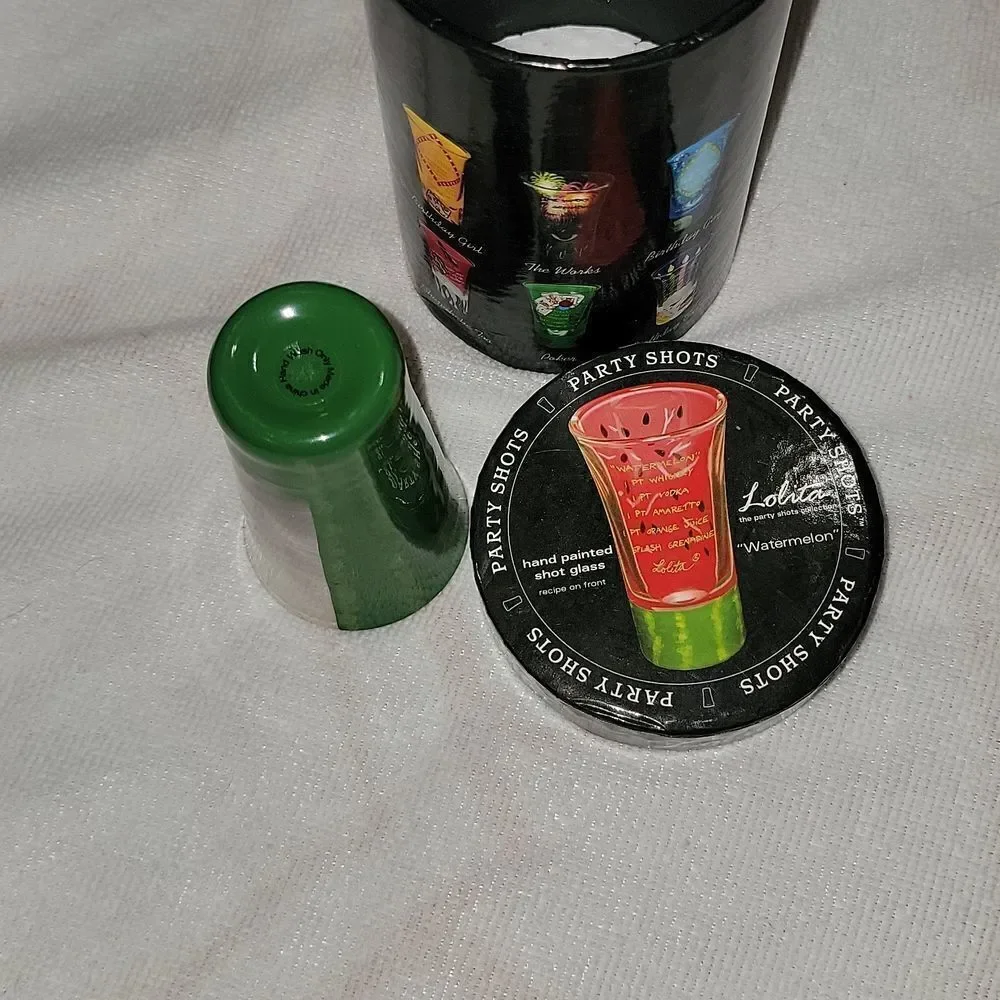 Lolita Hand Painted Party Shots 2 oz. Glass Collection 🍉 Watermelon 🍉 HTF